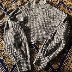 Free People Gray Houndstooth Women's Crop Sweater